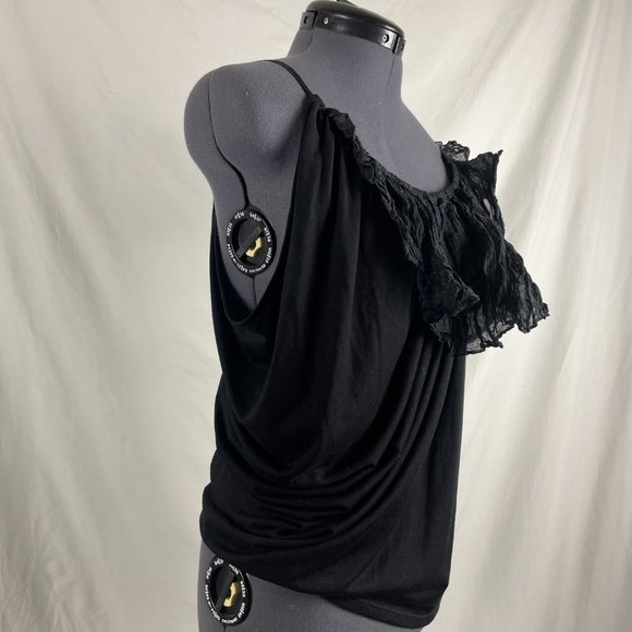 Elizabeth and James ruffled one shoulder tank top size small - Picture 2 of 6